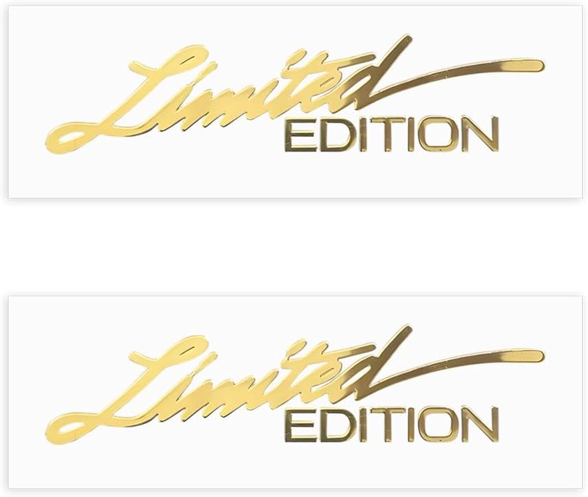 Set van 2 auto's Limited Edition-logo, 3D Limited Edition-logo embleem badge metalen stickers auto-accessoires, voor vrachtwagen autoruit voorruit (Goud)
