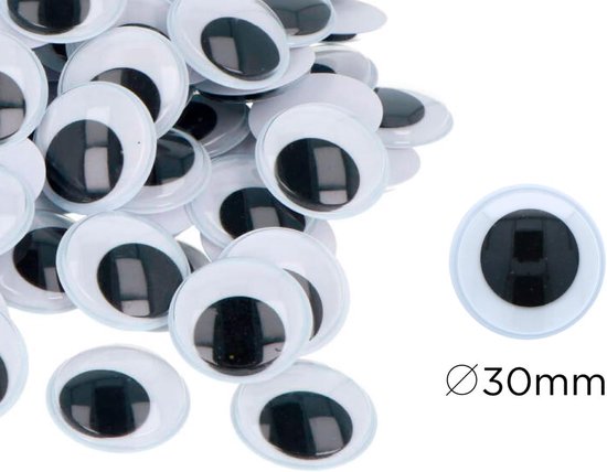 Ogen, zelfklevend, zwart en wit, diameter 30 mm, 1000 stuks — afbeelding 2