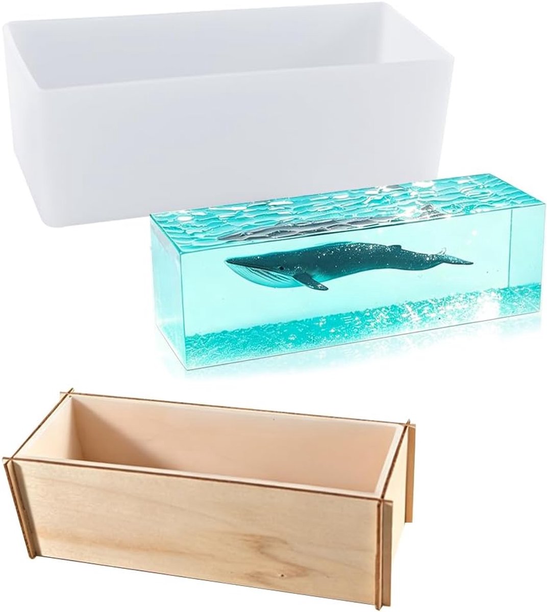 Resin Mold, Large Geometric Silicone Mold, Rectangle Tray Epoxy Casting Mould for Candle Soap Making, DIY Marine Theme, Flowers Preservation