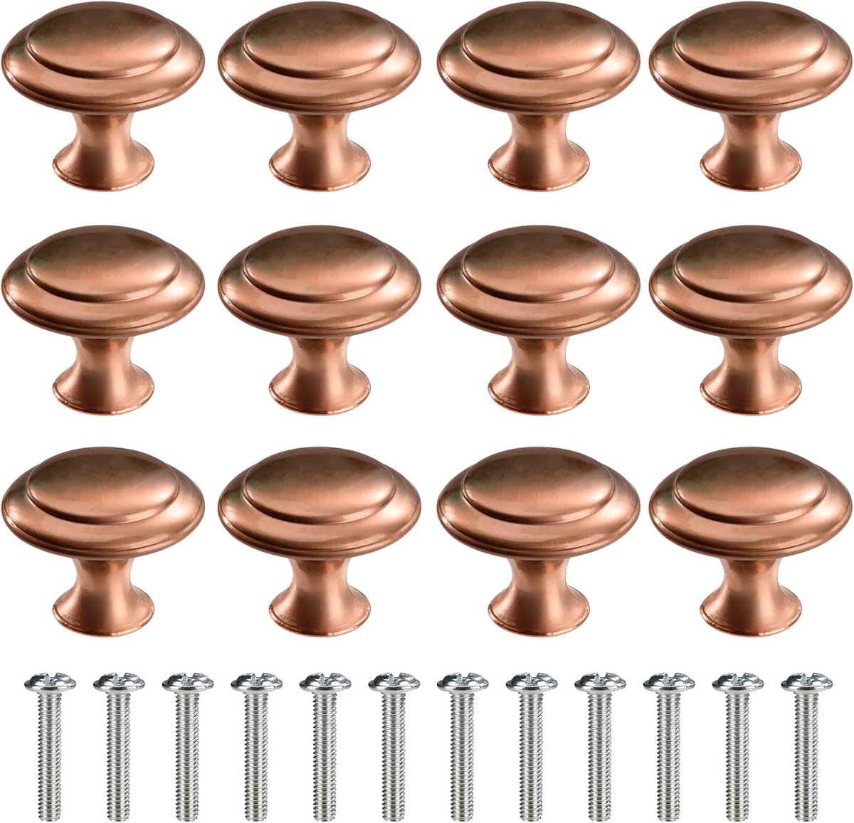 Ronde Deurknoppen 30mm Paddestoel Vorm Trekhandvat met Schroeven voor Kast Garderobe Lade Kast 12 Stuks Rood Koper