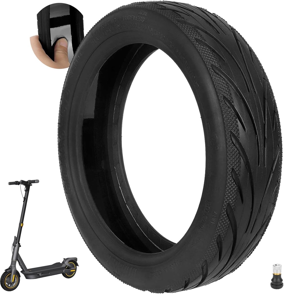 banden met ventiel voor Ninebot Max G2/G2D/G2E/G65/F3/F3 Pro, achterstep, 10 inch, zeer elastische reservebanden met livelijm