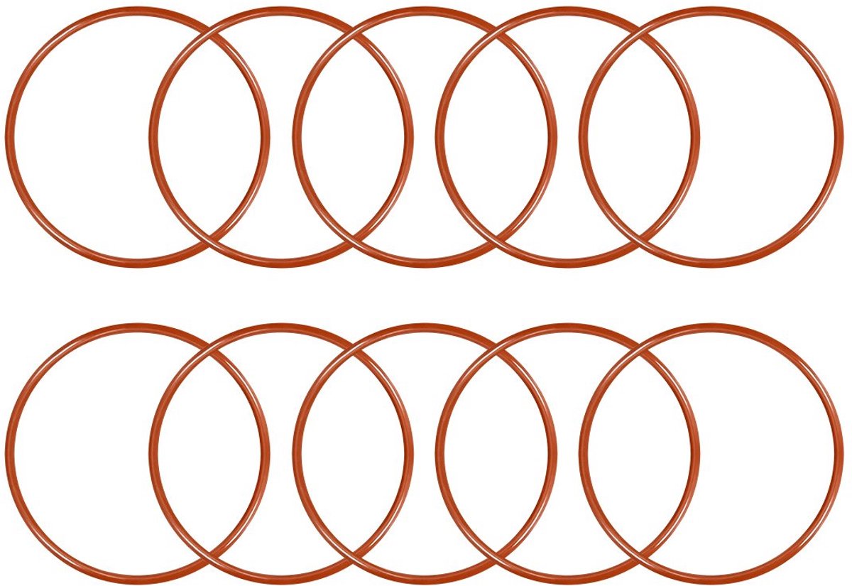 sourcing map 10 stuks siliconen O-ring 52 mm x 48 mm x 2 mm VMQ afdichtring afdichtring afdichting rood DE de