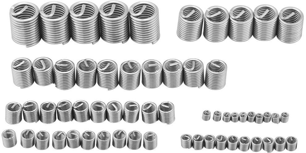 60 stks Roestvrij Staaldraad Reparatieset M3 M4 M5 M6 M8 M10 M12 Stalen Schede Rolde Draad Type Reparatie Schroef Insert Assortiment Kit