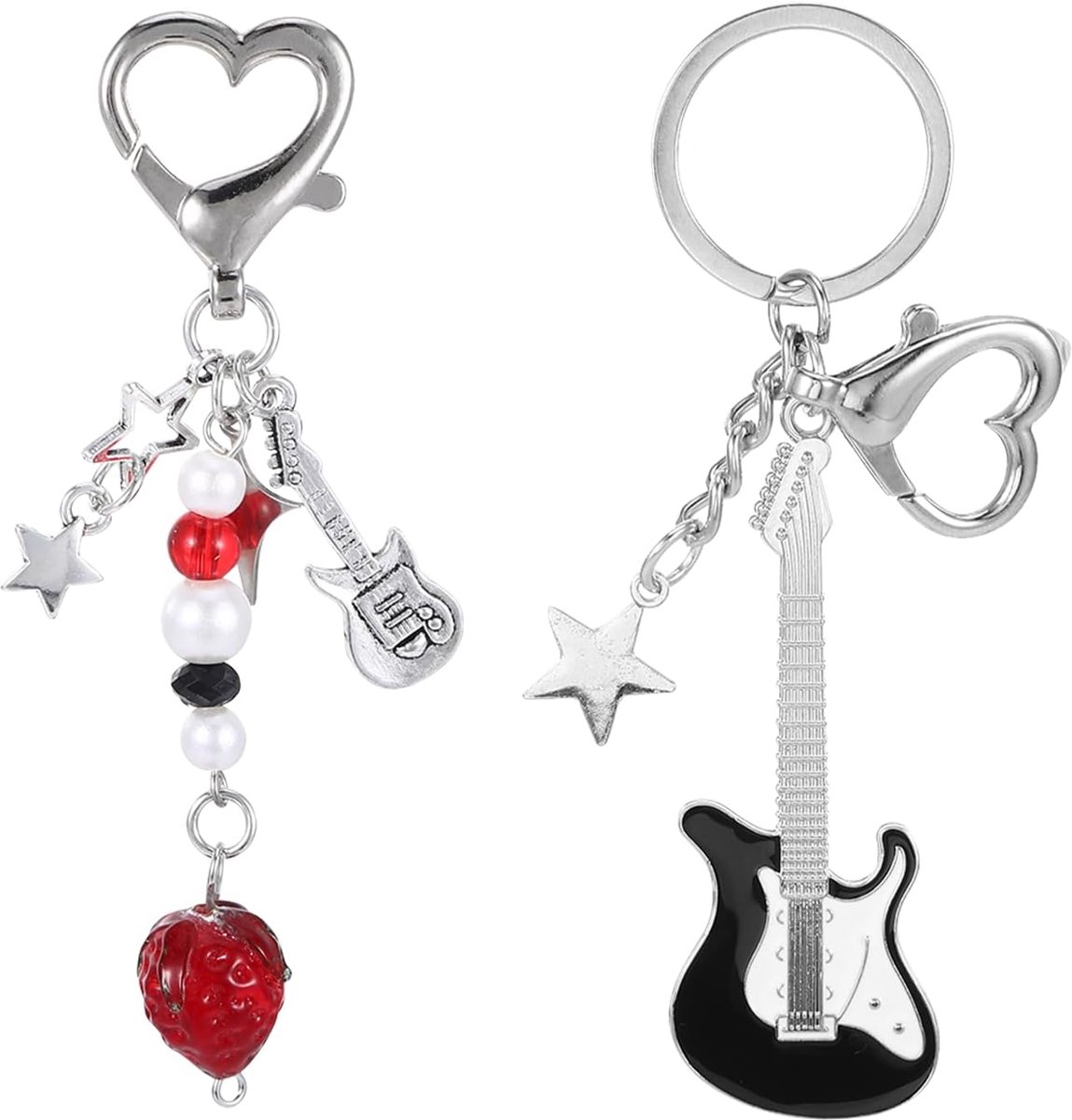 Sleutelhangers, esthetische Accessoires, knutvlek, emo-accessoires, geschikt voor Heren en Dames, 2 Stukken, Zwart, Wit