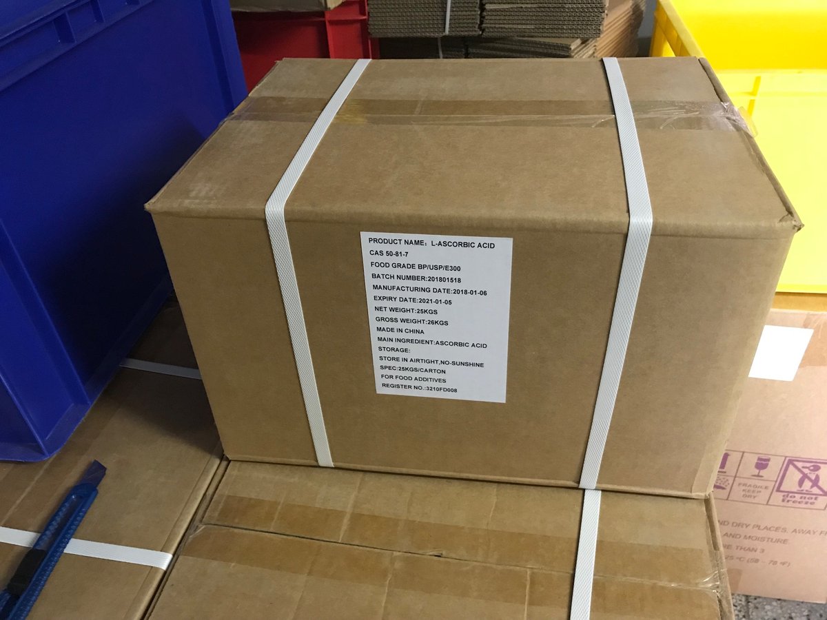 Vitamine C (levensmiddel- en farmaceutische kwaliteit E300) - 25kg