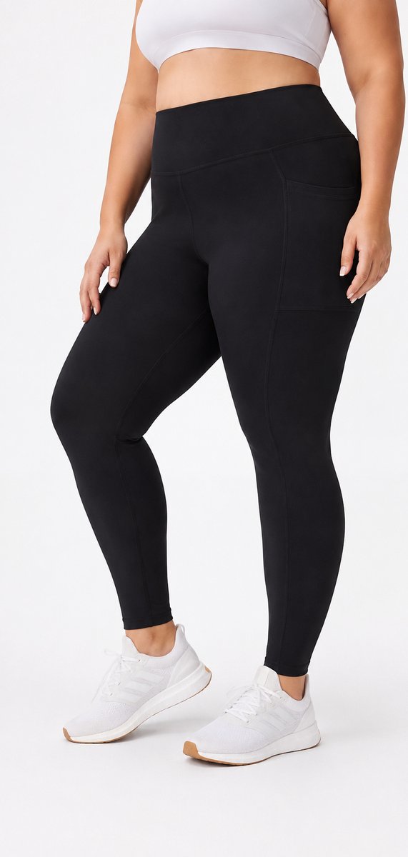SparkNine Softcurve plus size legging - met zijzakken - 5XL - zwart - zachte stof - ademend - niet doorschijnend