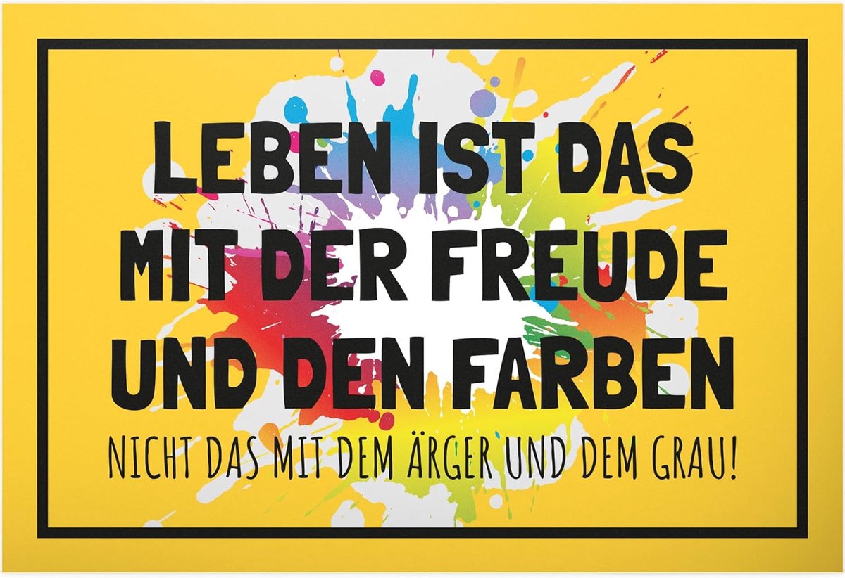 Leben ist das mit der Freude - schild 30 x 20 cm - kaart grappige spreuk verjaardagscadeau deurbord spreukenbord - cadeau-idee cadeau feestdecoratie collega vrienden party decoratie