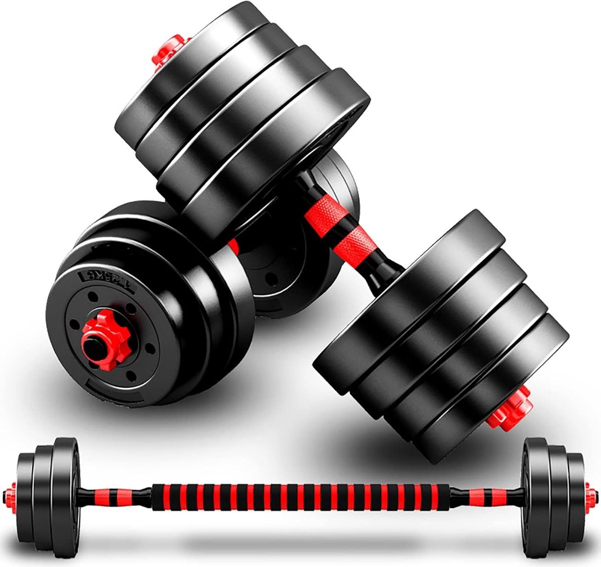 hanteln set, Kurzhanteln Verstellbar, 2er Kunststoff Hantelset, Kurz Lang Halter, Einstellbar Hantelstangen Kurzhantelset, Gewichten für Aerobic Fitness Gym Training