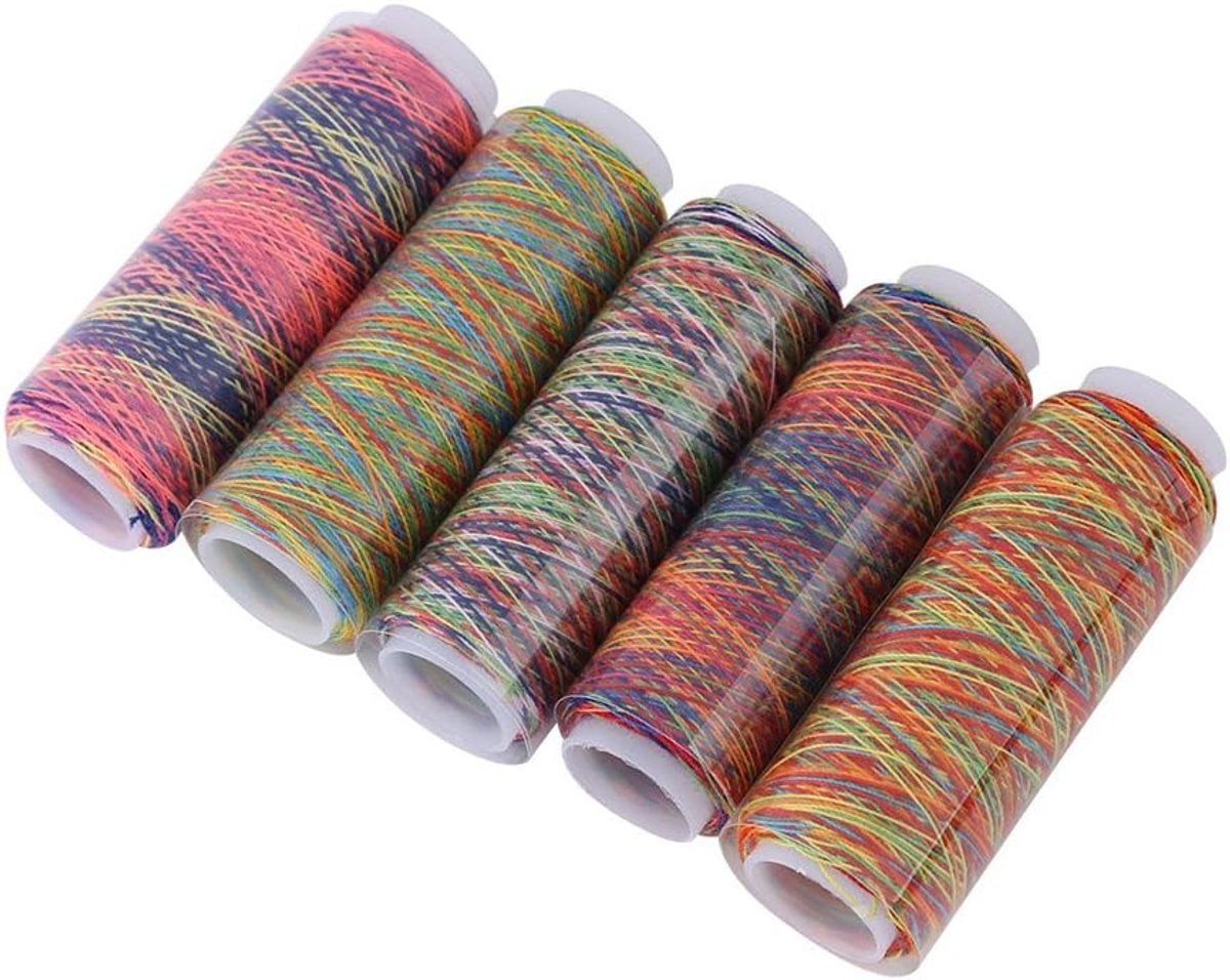 5Pcs Multicolor Gradiënt, Sashiko Draad Bonte Fil A Coudre Naaien Quilten Borduurgaren Spoelen Kledingstuk Accessoire