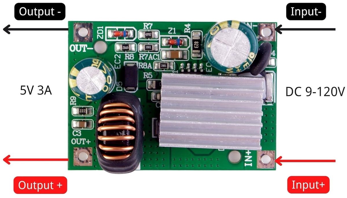 DC Step Down Buck Converter 9-120V tot 5V 3A Power Supply Module LAOMAO spanningsomvormer voeding