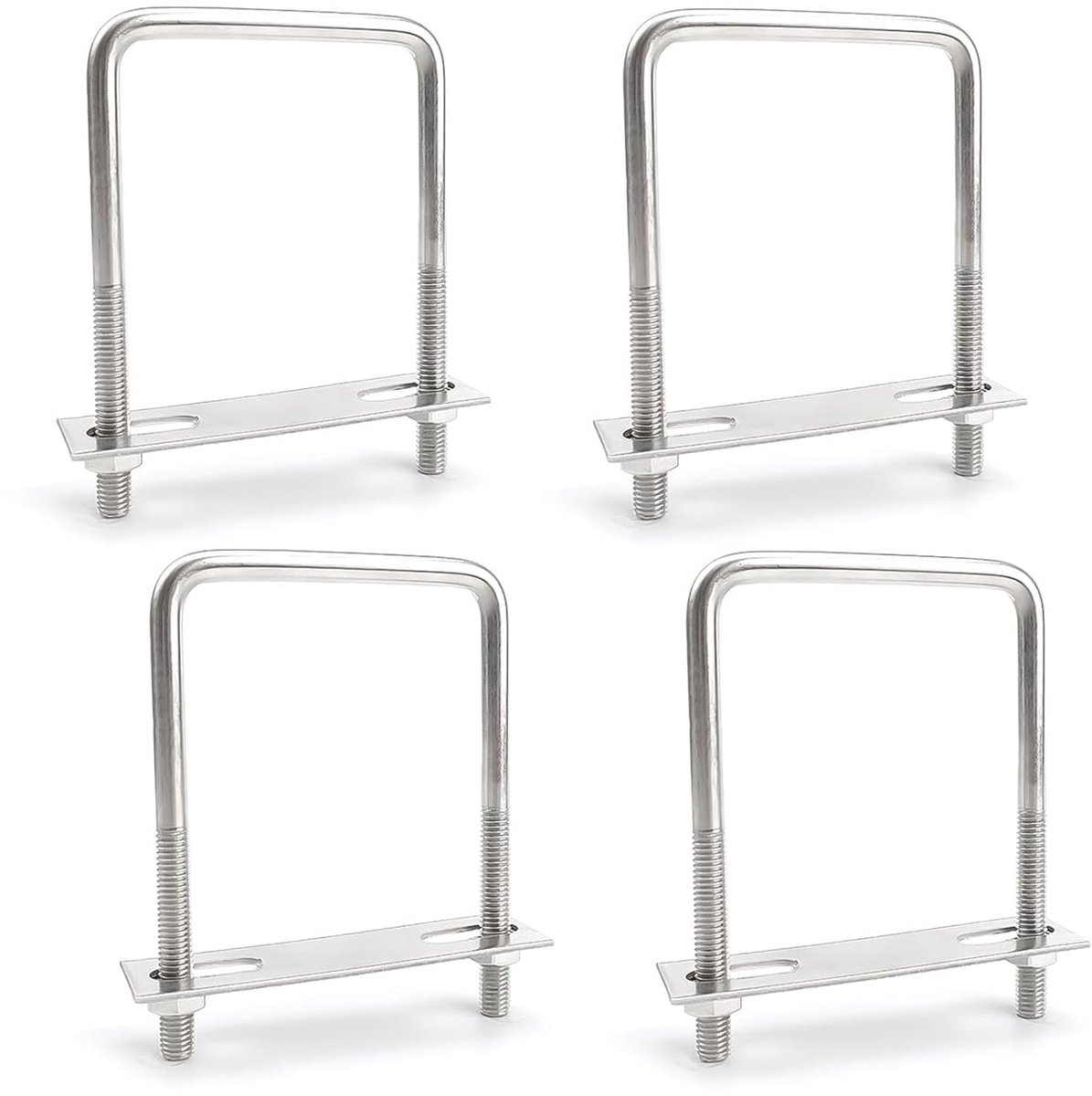 U-bouten M8, U-bouten 70 x 110 mm van roestvrij staal, M8 vierkante U-bout met 8 moeren en 4 frameplaten, voor tuin, sanitair, vaste zonne-installatie 0XBIT