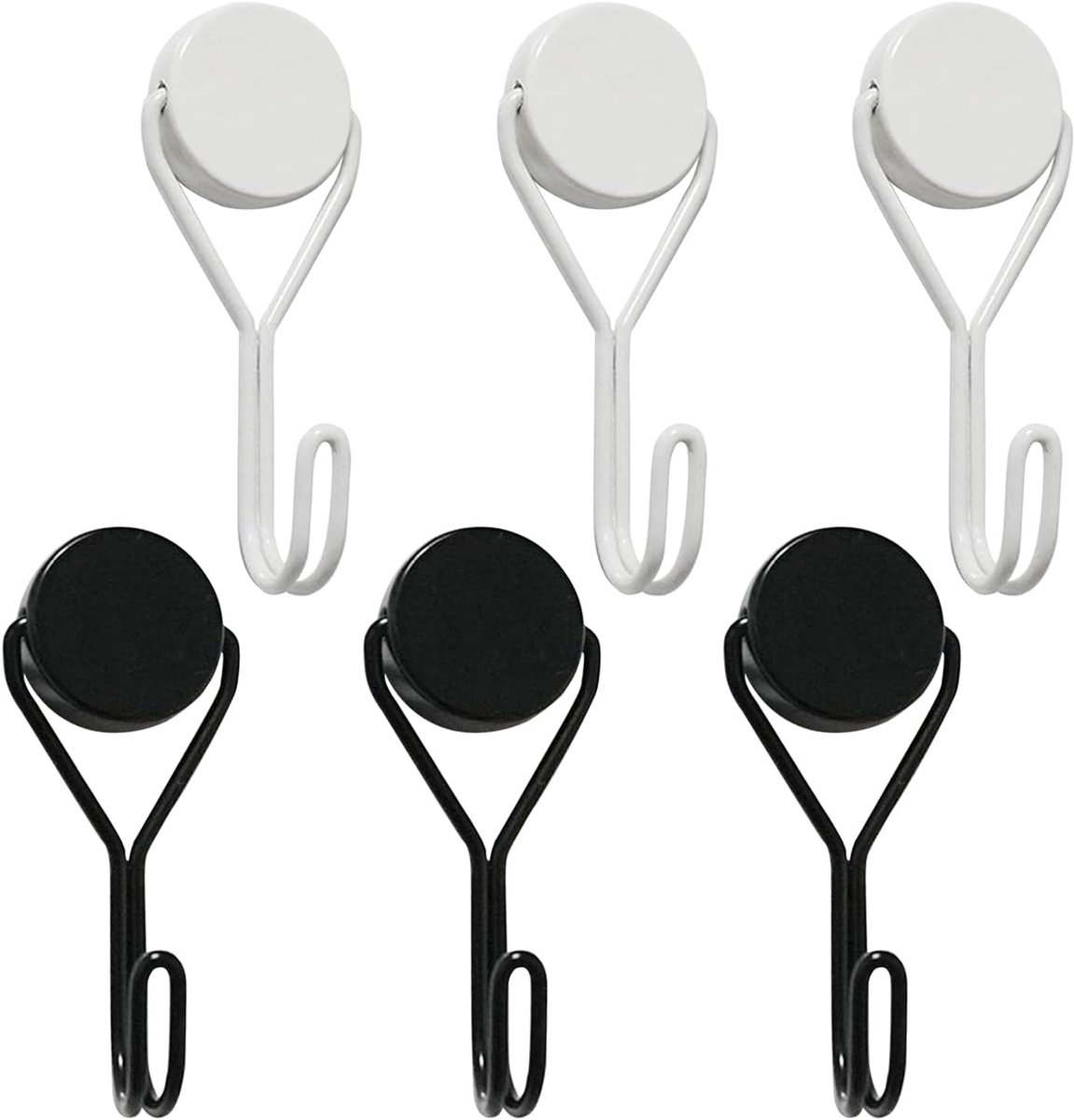 6 stuks magneethaken, extra sterk, 20 mm, neodymium, draaibaar, houdt 13 kg, supersterke magneethaken met haken voor keuken, plafond, kantoor, koelkasten, grill