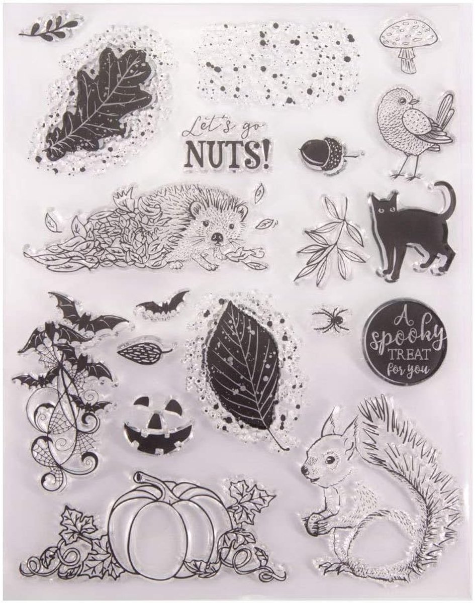 Halloween Spooky Treat Pompoen Noten Eekhoorn Bat Zwarte Kat Rubber Stempels Clear Stempels voor Kaarten Maken Decoratie en DIY Scrapbooking