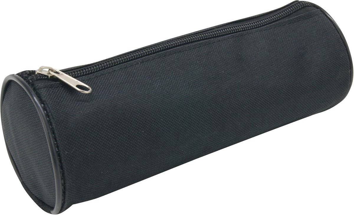 931280 Etui, rond, 21 cm, diameter 7,5 cm, stof, Zwart