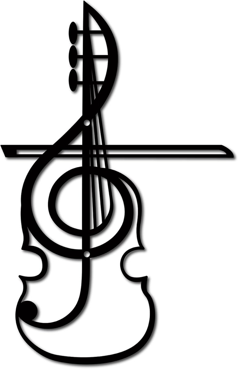 Muzieknoten metalen muurkunst decor muziekinstrumenten zwarte muurborden gitaar ijzer hangend metalen ornament sculptuur voor balkon thuis woonkamer decoratie buitengeschenken 30 x 19,5 cm