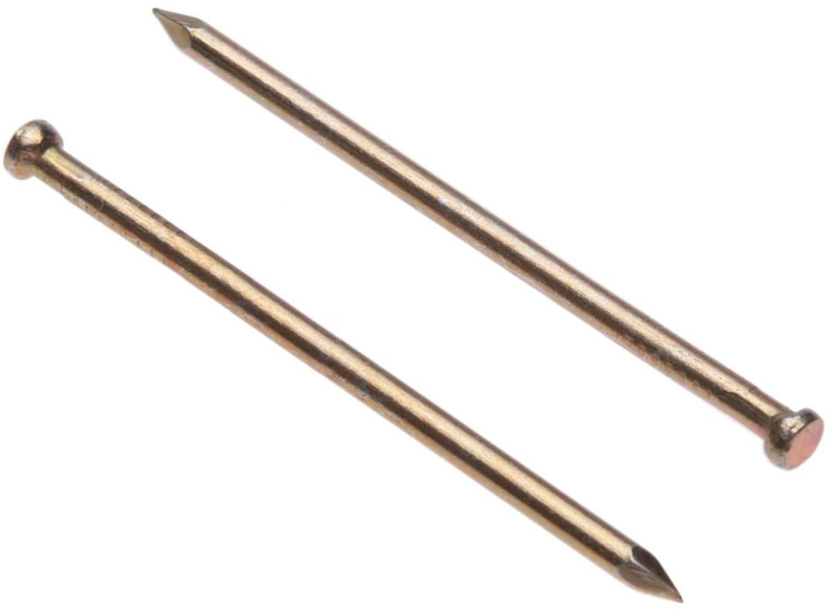 Pins Finishing Nails Veneer Pins (Pack of 200) Gele Verzinkte Nagel Gegalvaniseerd Heavy Duty for DIY and Crafts Home Decor Houtwerk Furniture Construction Size: Length 50mm Diameter Nagels 1.8mm.