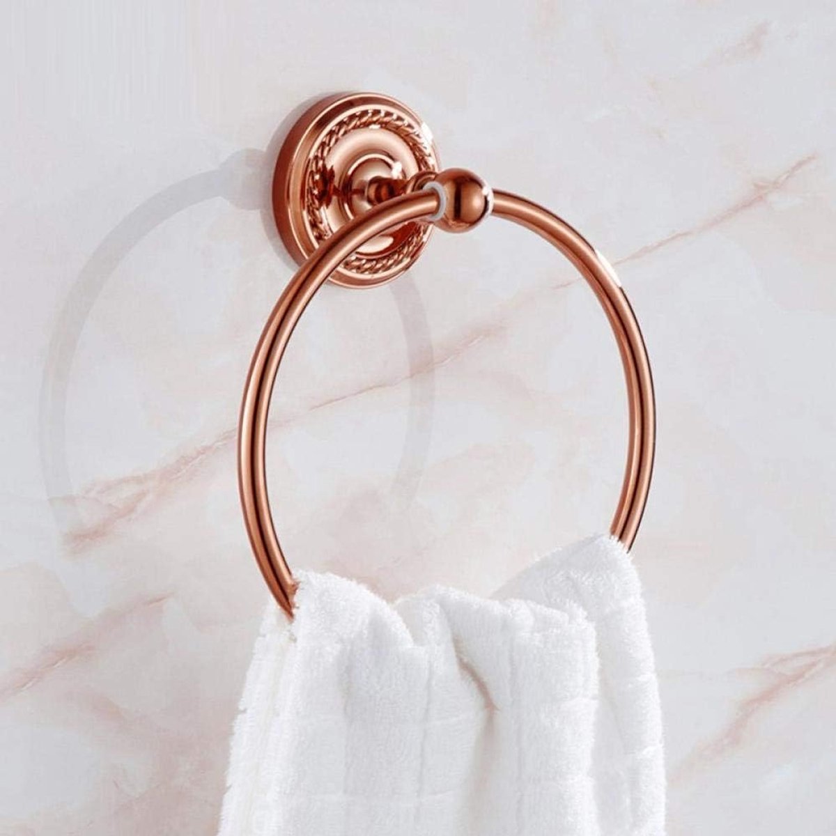 Handdoekhouder Badkamer, European Style Badkamer handdoek Rack, Europese Stijl Roestvrijstalen Ring Handdoekrek Non-Space Aluminium Zuignap Gouden Handdoekring Handdoek Opknoping Ring-B