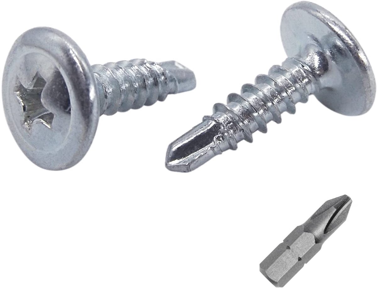(Verpakking van 300 stuks) Verzinkt staal 4,2 x 16 mm schroeven, kruiskop gemodificeerde traverskop, zelfborende plaatschroef, zelftappend (300, 4,2 x 16 mm)