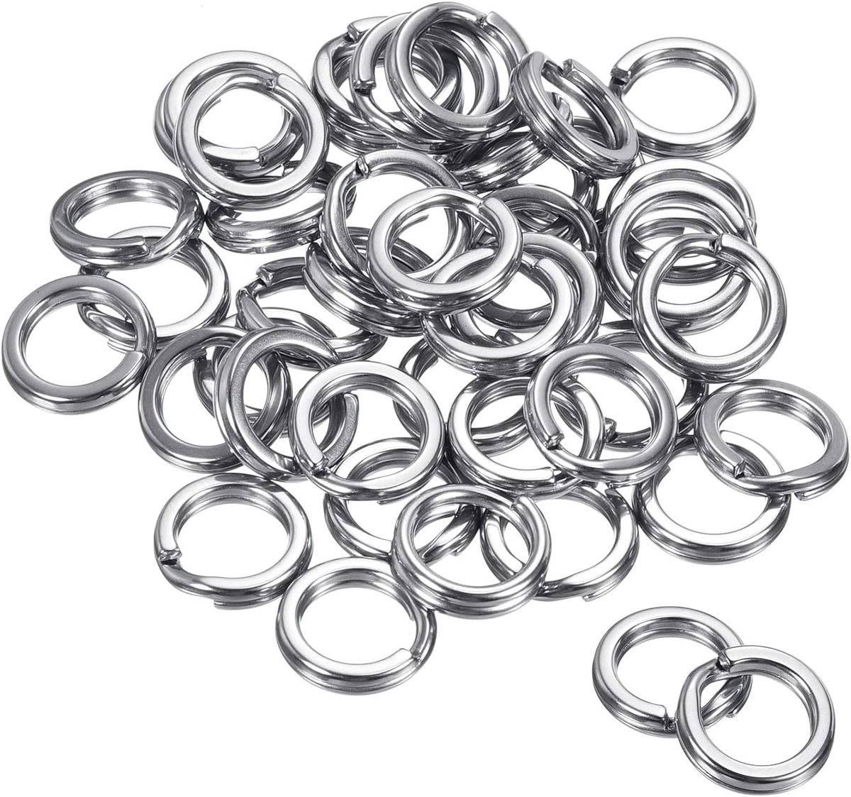 1.6mm x 12mm Vissen Split Ringen, 50 Pack 304 RVS Dubbele Platte Ring Lokken Connector voor Zoutwater Zoetwater