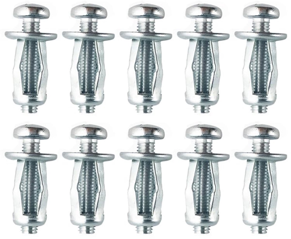 10 stuks holle muurbevestigingsankers, M8 x 30, robuuste metalen holle muurbevestigingsankers, pluggen, trekschroeven, bouten voor gipsplaat