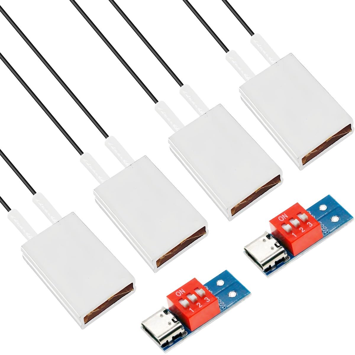 4 stks PTC Verwarmingselement Verwarming plaat elektrische verwarming kern constante temperatuur verwarming plaat AC/DC 5V/50℃/0.3-1W Aluminium shell met PD/QC verstelbare spanning decoy