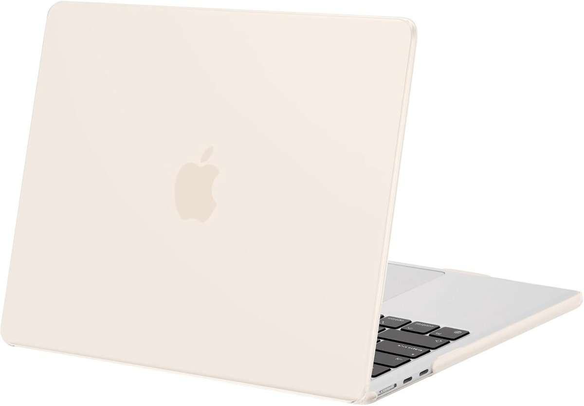 Compatibel met MacBook Air 13,6 inch hoesje M4 M3 M2 A3240 A3113 A2681, beschermende harde hoes voor MacBook Air Case M4 M3 M2 13 inch Touch ID 2025 2024 2023 2022 release, beige