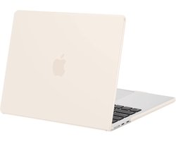 Compatibel met MacBook Air 13,6 inch hoesje M4 M3 M2 A3240 A3113 A2681, beschermende harde hoes voor MacBook Air Case M4 M3 M2 13 inch Touch ID 2025 2024 2023 2022 release, beige