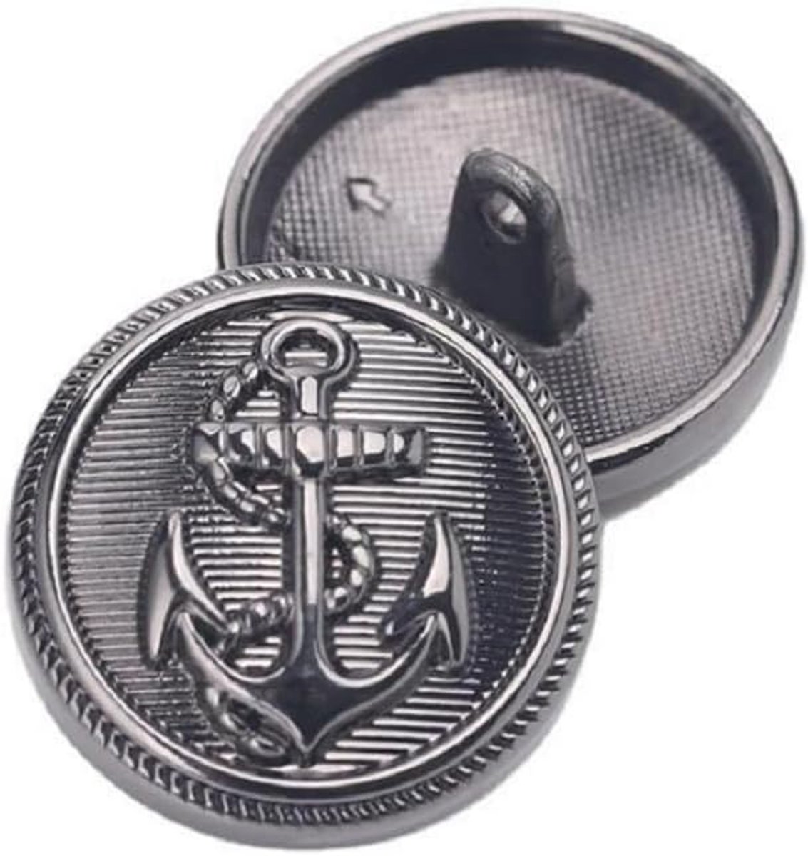 10Pcs Kleding Knop - Metalen Ankerpatroon Naaiknop Handvat Ronde Knoppenset voor Jas Uniform Jas (Pistool Zwart, 20mm)