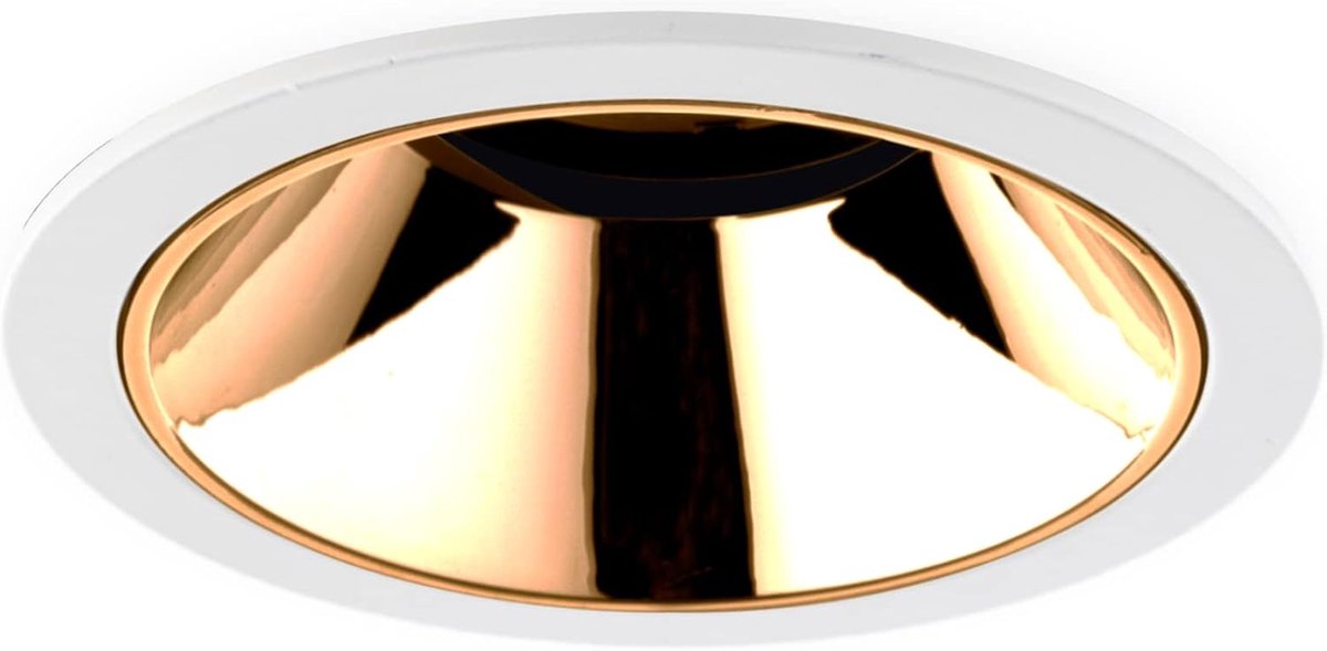 Inbouwspot 10W CREE, Rond, Ø84mm, Kantelbaar, Dimbaar, Wit/Koper, Warm Wit
