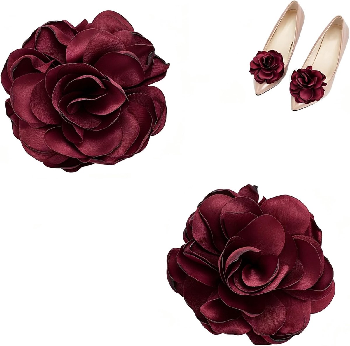 1 paar schoenclips met rode bloemen schoengespen voor bruiloften bruidsschoenen afneembare schoenclips schoengespen bedel voor vrouwen haarspeld broches feest hoge hakken flats