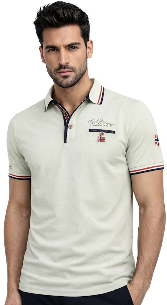 Geographical Norway Denim Polo Shirt Kblended Matcha - XXL
