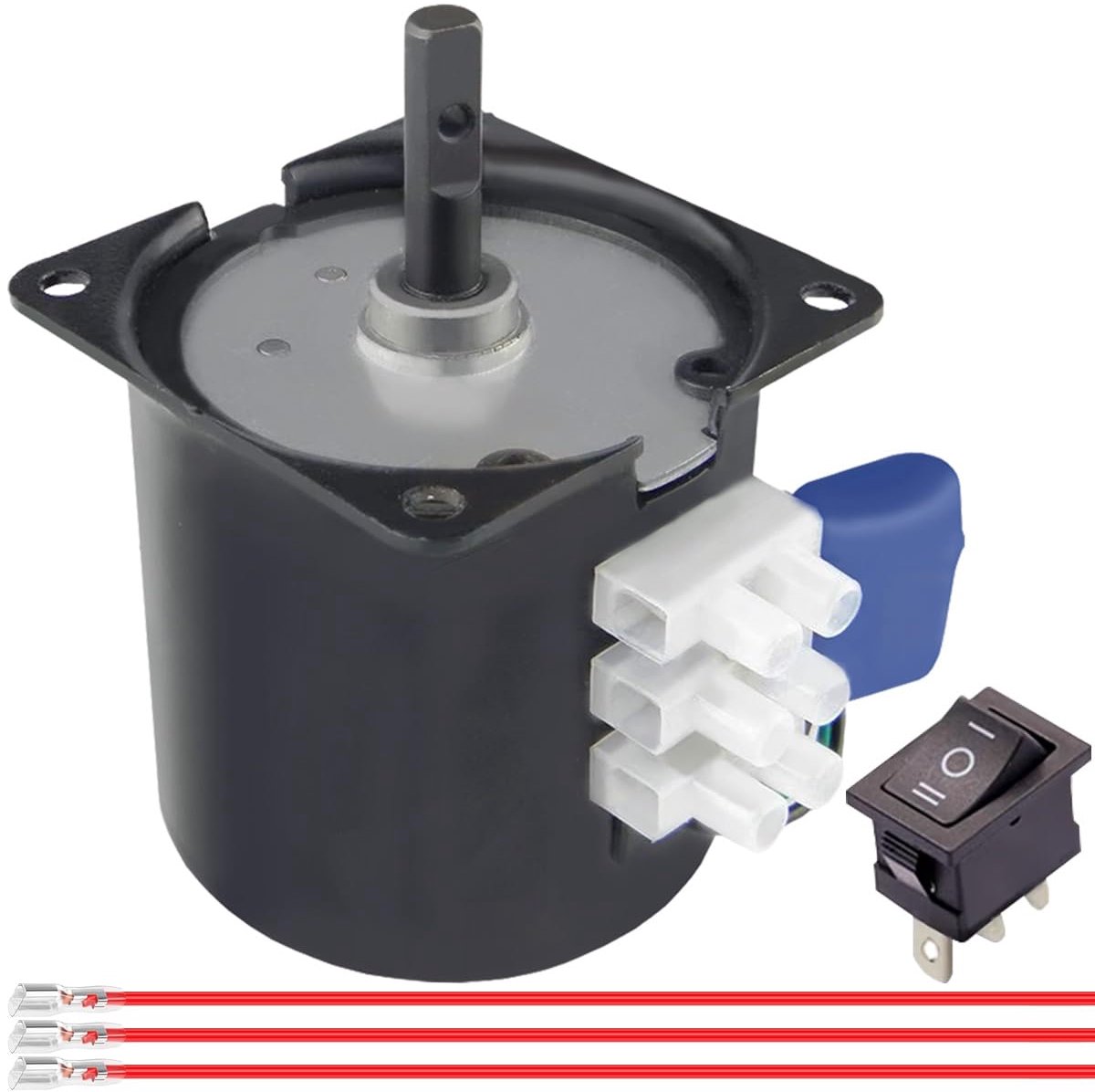 60KTYZ Synchroonmotor 5RPM AC 220V CW/CCW Roterende versnellingsbak-schuddende permanente magneetmotor met beugel, 3-positieschakelaar, veerdraad, voor elektrische apparaten/traplamp