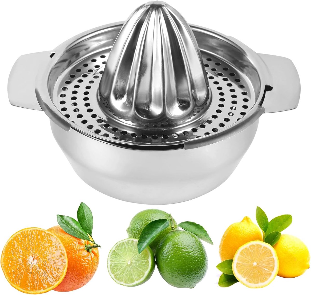 Handmatige Citruspers 400 ml – RVS Draaiende Citruspers voor Citroenen, Sinaasappels & Groene Citrusvruchten, Ideaal voor Sap Persen