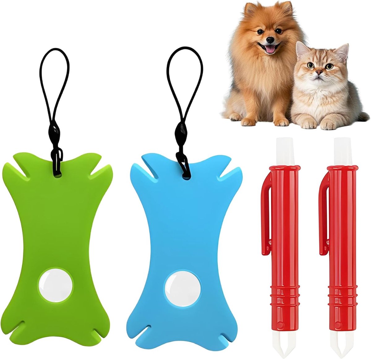 a Tekentang voor honden, katten en mensen, set van 4 tekentang, tekenkaart met vergrootglas, eenvoudige en veilige tekenverwijderaar voor teken van elke grootte