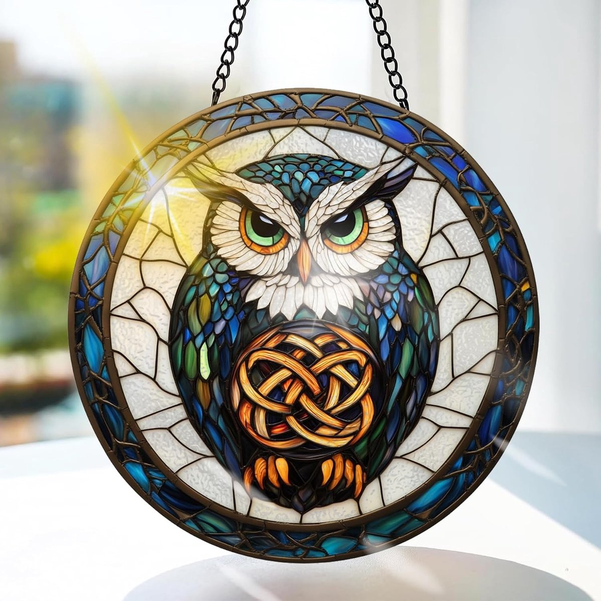 Dier Gekleurd Glas Hangend - Adelaar Hangende Raamdecoratie - voor Tuin, Raam en Deur, Kerst, Handgemaakte Suncatcher Decoratie 20x20 cm