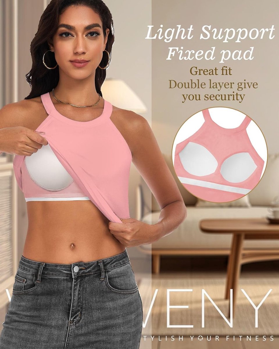 Damesonderhemd, beha-hemd, sexy, basic, U-hals, ingebouwde beha, strijkvrij, gekruiste rug, gevoerde tanktops