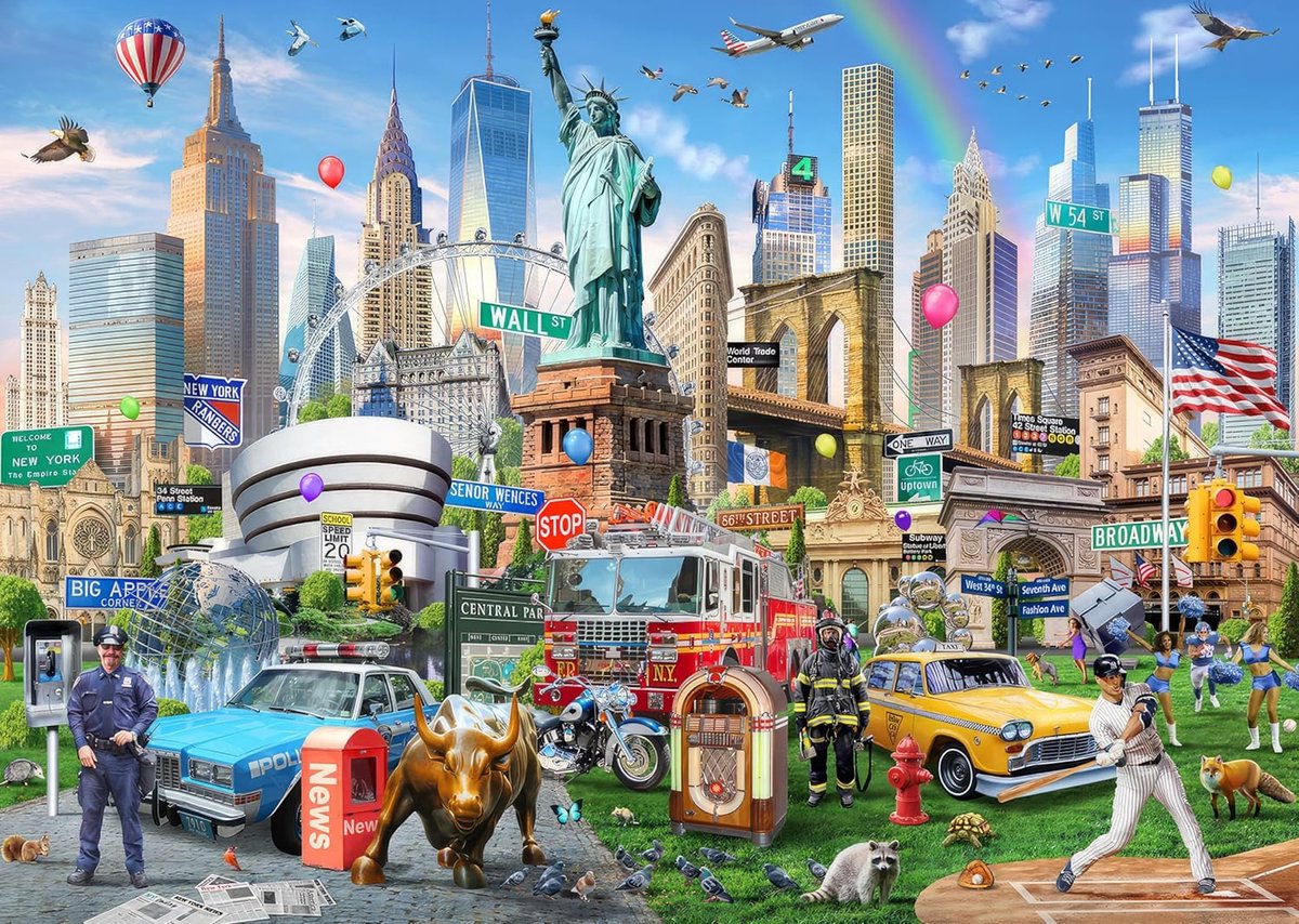 Legpuzzels voor volwassenen, 1000 stukjes, New York City, 70 x 50 cm, legpuzzel voor volwassenen, educatief spel, 1000 stukjes New York bezienswaardigheden, puzzels voor volwassenen