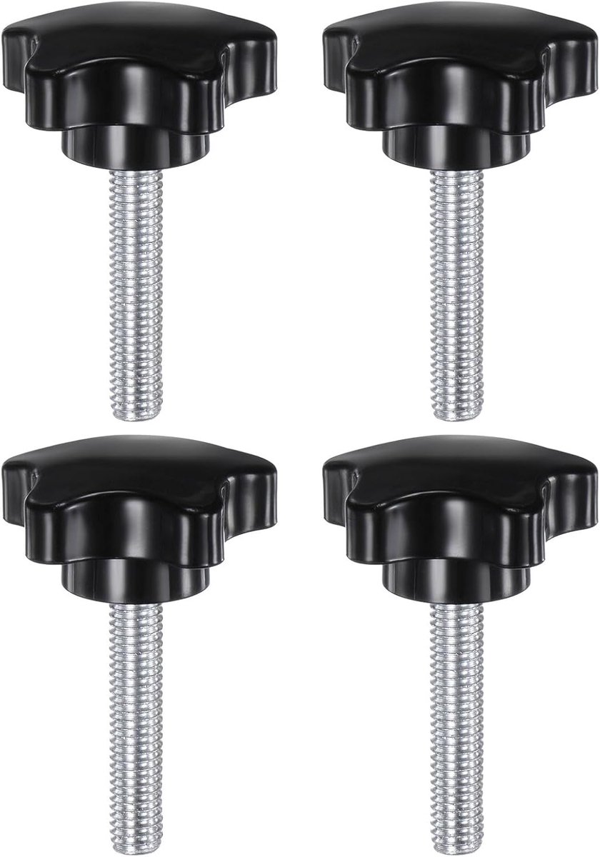 4 stuks geribbelde schroef M8 x 40mm vleugelschroeven met draad, Verzinkte koolstofstaal knevelschroef 39mm rond klemschroef stergreepschroef klemhendel voor meubels machine