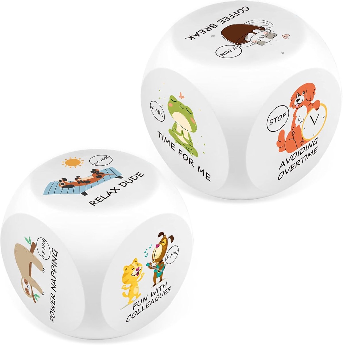 2 stuks anti-stress dobbelstenen, stressdobbelstenen met 6 grappige acties om stress te verminderen, PU-schuim, anti-stress speelgoed, cadeau voor kantoor, collega's, studenten, vrienden,