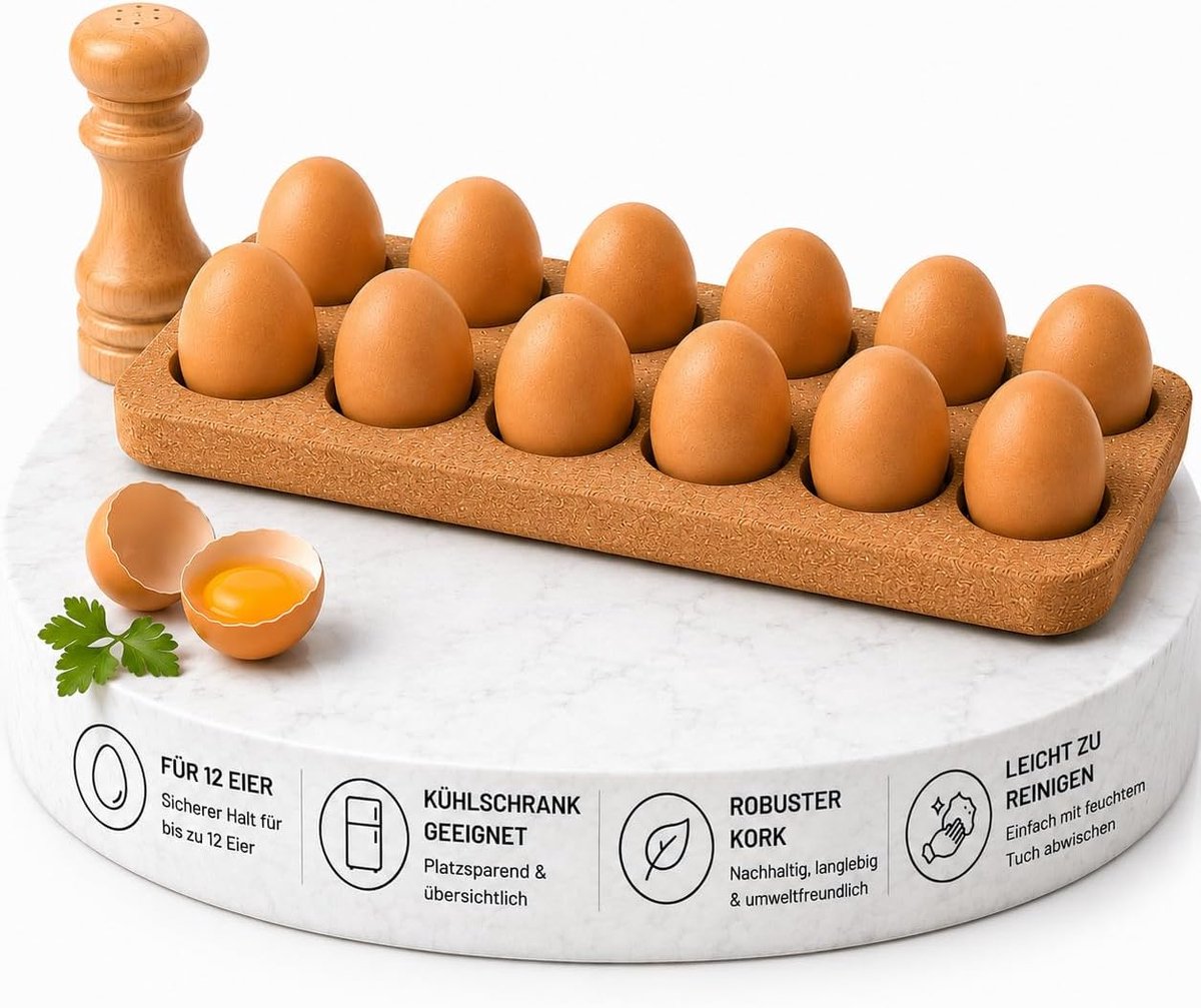 Kurk Eierhouder, Eierhouder Voor 12 Eieren, Organizer, Koelkast, Eierorganizer, Eieropbergdozen