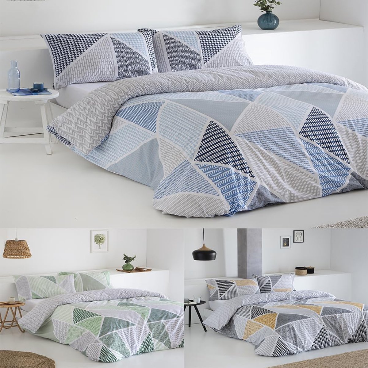 Dekbedovertrek voor bed 90 cm, katoen, polyester, blauw | Bevat 2 delen: dekbedovertrek 150 x 220 cm + 1 kussen met knoopsluiting. Oeko-Tex-gecertificeerd
