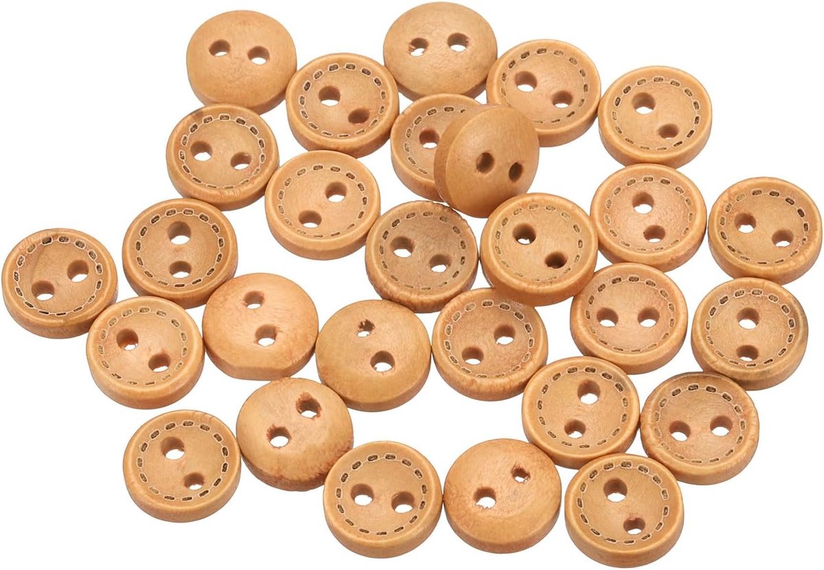 Knopen, 10 mm 2 gaten ambachtelijke knopen, knutselknopen hout komtype ronde naaiknopen reserve knopen voor doe-het-zelf decoratie jassen naaien kleding, 30 stuks beige