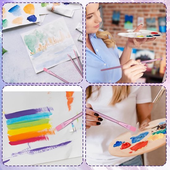 6-delige penseelset, hoogwaardige kwasten met houten handgrepen, nylon acrylverf, penseelset voor kunstenaars, kinderen en volwassenen — afbeelding 3