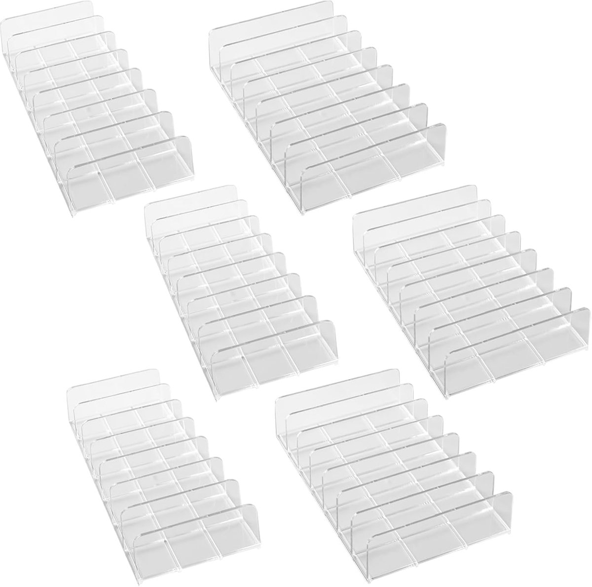 6 stuks oogschaduw-organizer, make-up-palettenorganizer met 7 vakken, pallethouder, kunststof, transparant, acryl make-up-organizer voor make-uptafel