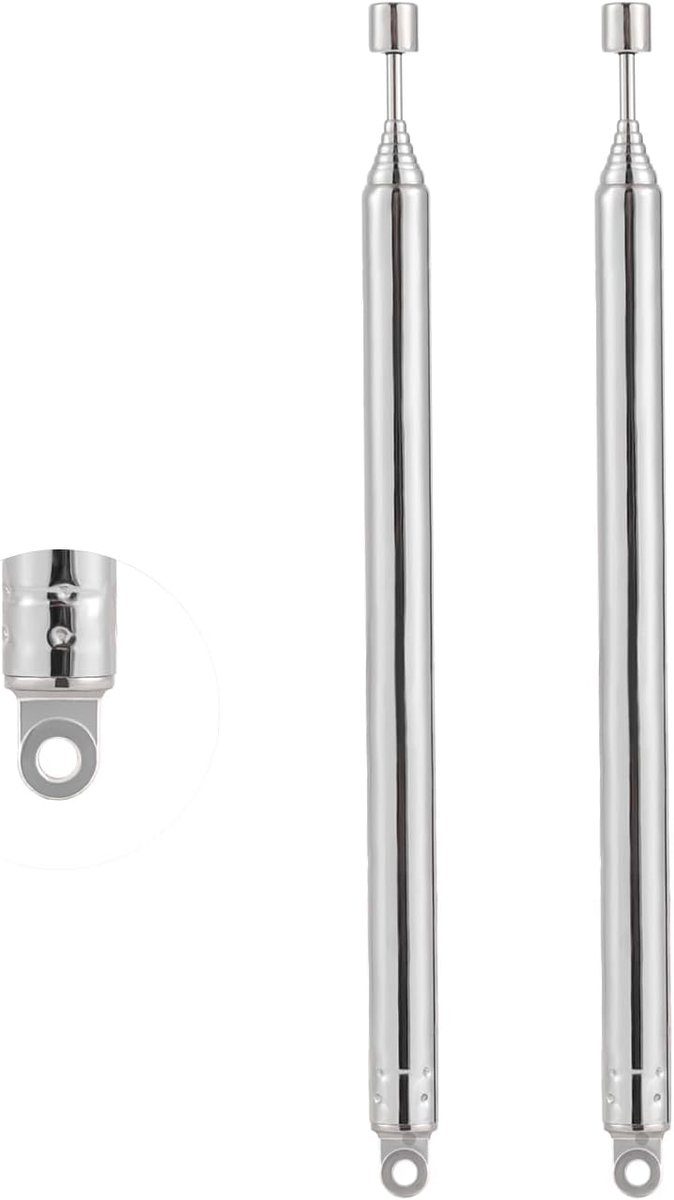 2 Stuks AM FM Telescopische Antenne 8 Secties Draagbare Radio Antenne 72CM/28.35IN voor TV AM FM Radio Stereo Ontvangst