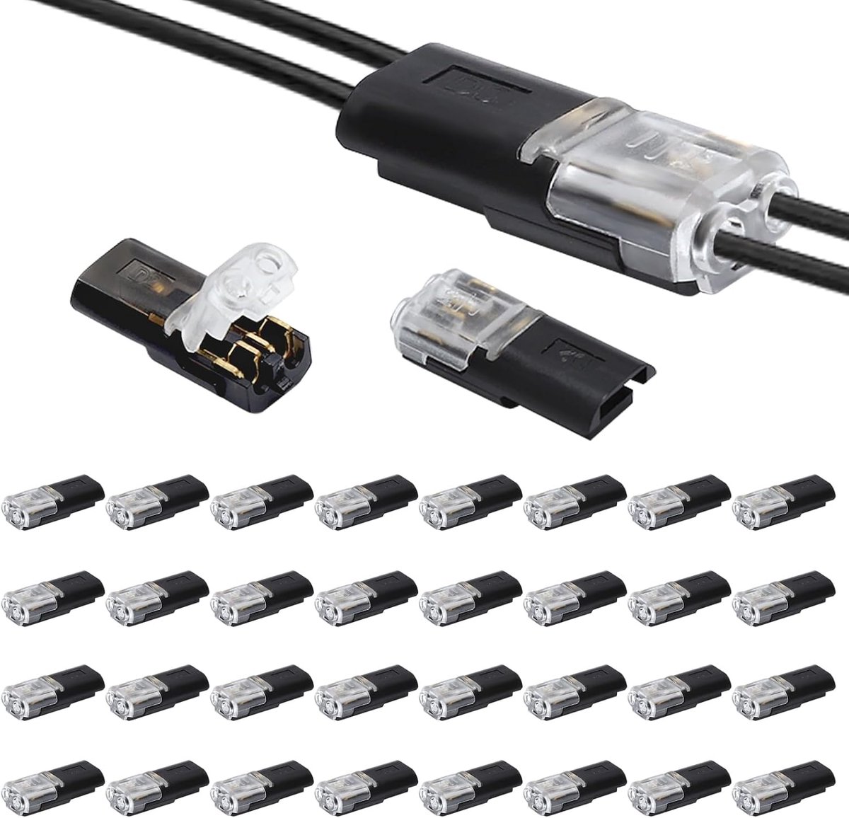 40 stuks 2-pins snelkoppelingen zonder strippen elektrische auto 12V snelle connector voor elektrische auto led elektrische draadconnectoren voor doe-het-zelf projecten met