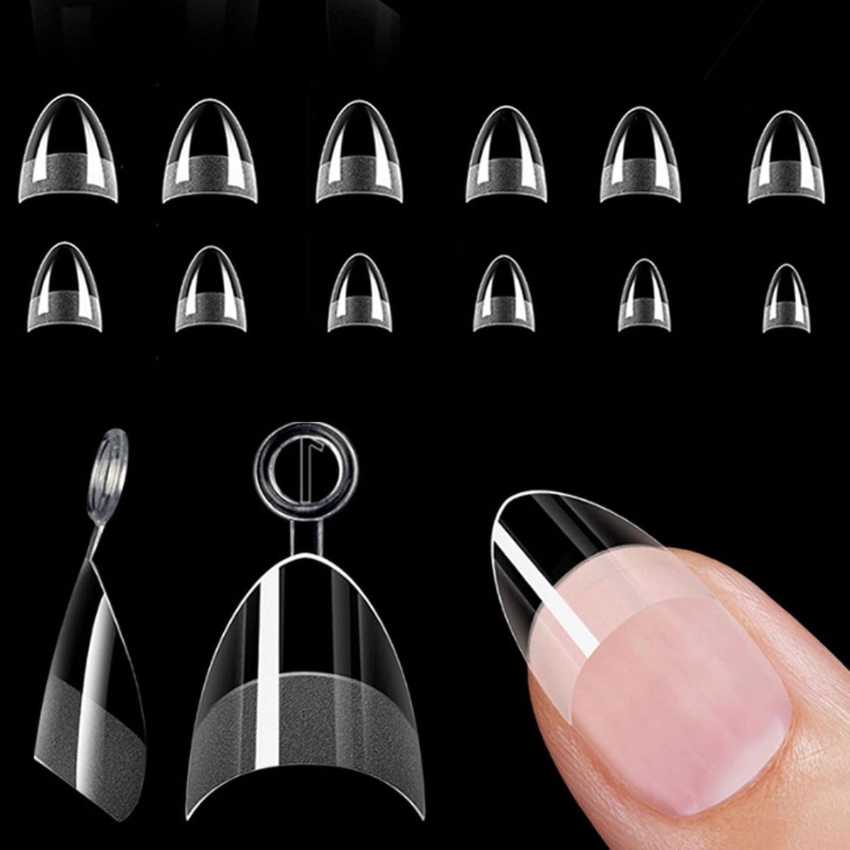 Nageltips 300 Stuks, Korte Kunstnagels, Full Cover Nageltips, Soft Gel Tips, Korte Nagels Uit Zachte Gel, Nail Art, 12 Maten, Acrilische Nagelpunten