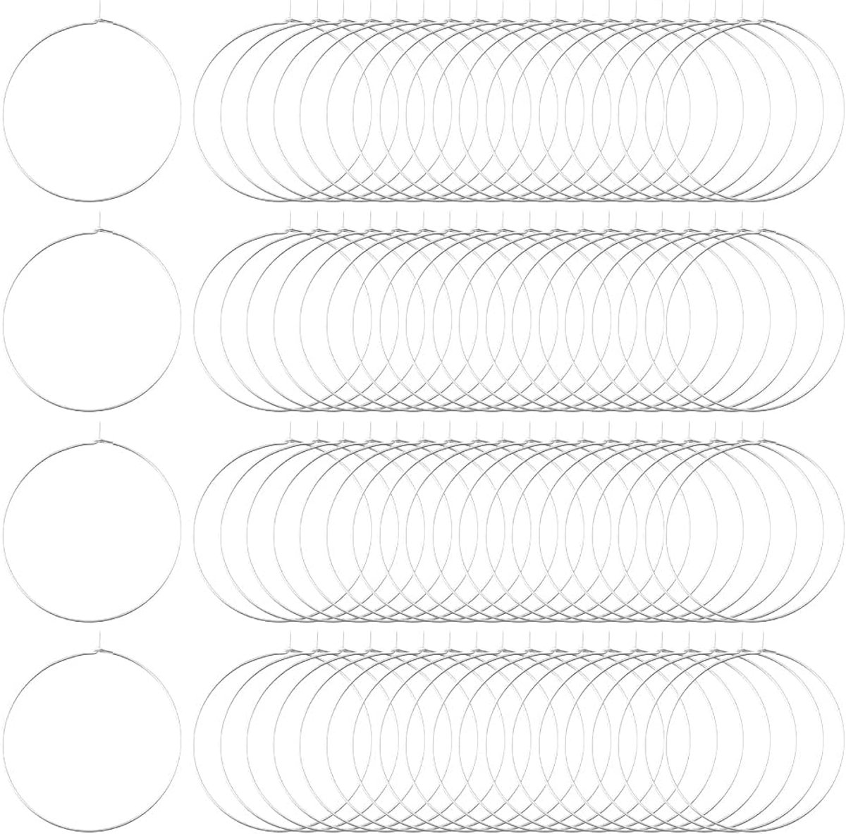 Oor Draden Wijnglas Charms Ringen Rvs Kralen Hoop Ringen voor Bruiloft Party Wijnglas Marker Earring Sieraden Maken, 40mm, 316 chirurgisch roestvrij staal