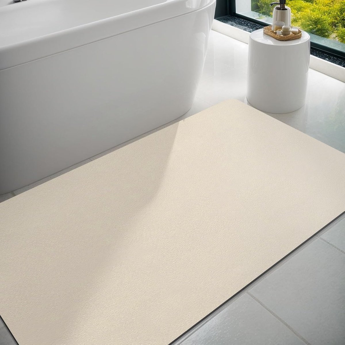 Badmat badkamertapijten rubber antislip dunne badkamermat absorberend sneldrogend vlekbestendig badmat tapijt (lichtbeige, 60 x 120 cm)