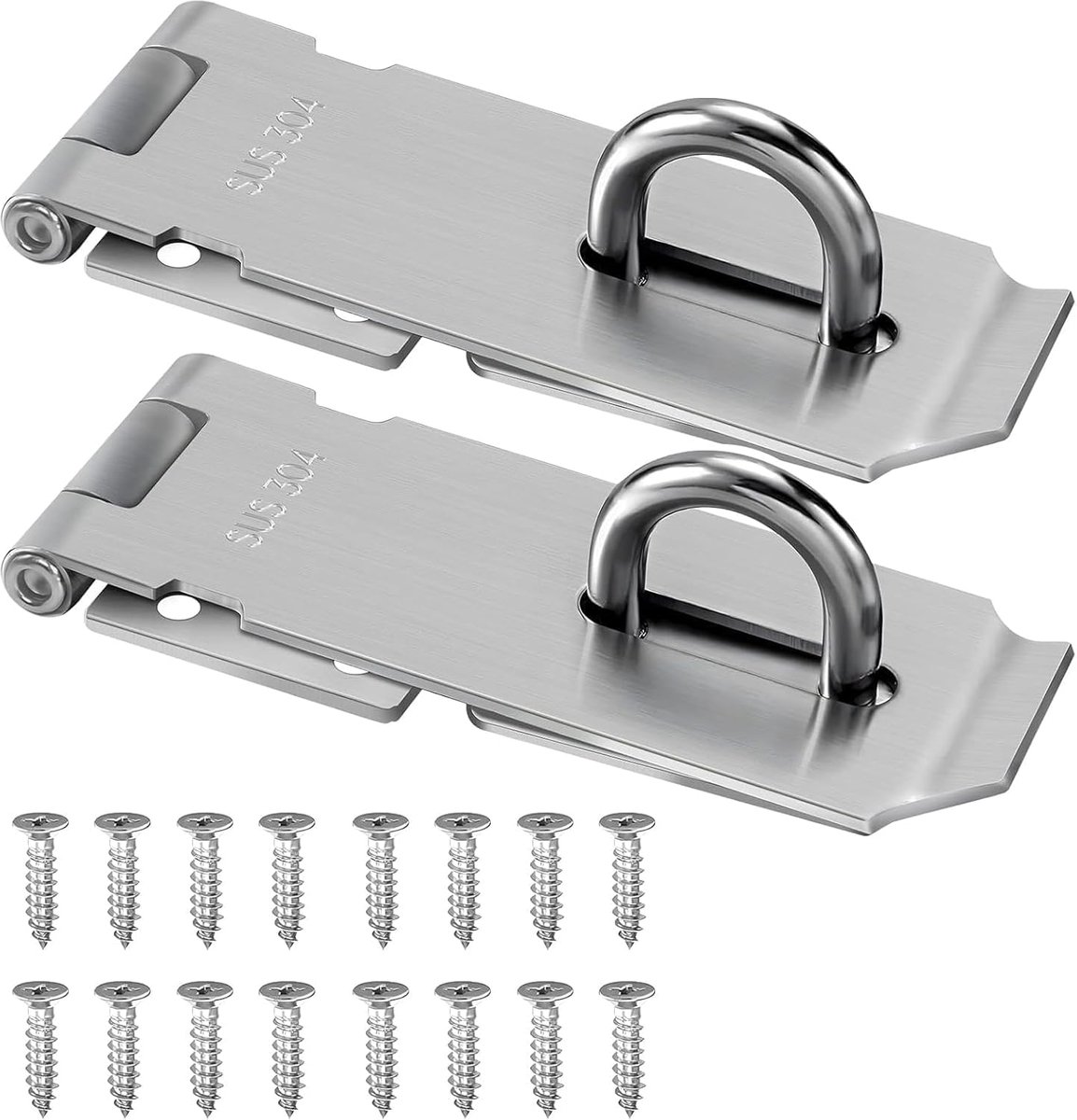 2 x hangslot, haaspe, 10 cm, roestvrij staal, deurslot, slot, overval, slot, slot, veiligheidsval met schroeven, voor deur, raam, kast, slaapkamer, badkamer